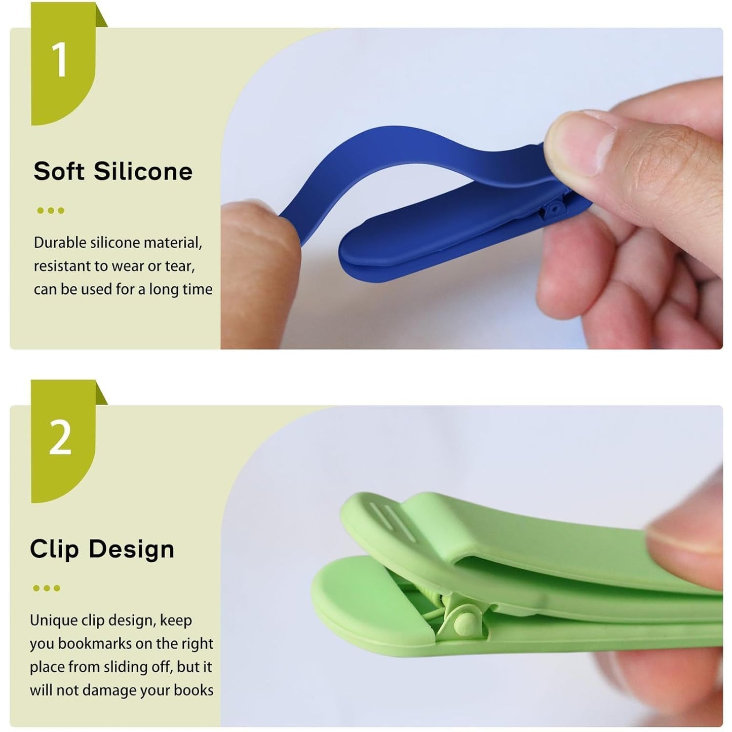 Silicone Automatic Bookmark, Flexible Page Keeper Clip, Self-Holding Page Holder for Readers, Kids, Women and Men