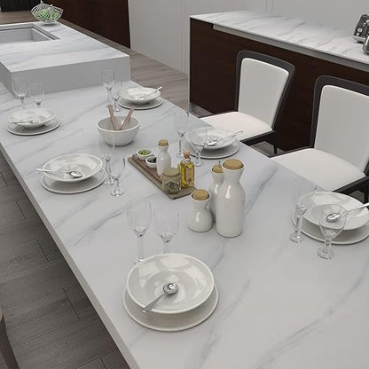White Marble Sticker Wallpaper Waterproof Oil Resistant for Kitchen