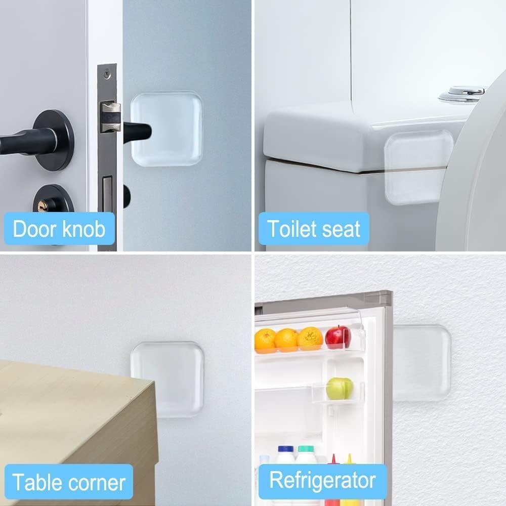 6-PC Square Door Bumper Stopper Wall Protector Self Adhesive Handle Knob Shield Bumper Guard,Prevents,Damage,Cabinet,Handle,Bed