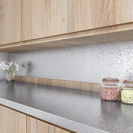 Silver Karkari Sticker Wallpaper Waterproof Oil Resistant for Kitchen