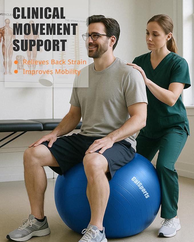 Gym Ball Anti-Burst Rubber with Free Foot Pump,Round Shape Swiss Ball, Exercise,Workout,Yoga,Pregnancy,Birthing,Balance-Stability Delivery Training,Fitness (Blue-65 cm)