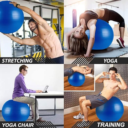 Gym Ball Anti-Burst Rubber with Free Foot Pump,Round Shape Swiss Ball, Exercise,Workout,Yoga,Pregnancy,Birthing,Balance-Stability Delivery Training,Fitness (Blue-65 cm)