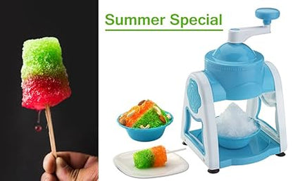 Ice Gola Maker Machine Manual ice Gola Slush Maker Machine with Sharp Blades Ice Crusher Snow Grinder Crusher 3 Bowl Baraf ka gola banane wali machine 1 Glass, 6 Sticks and 1 Dish