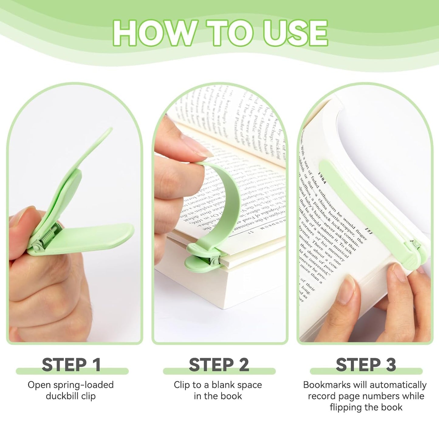 Silicone Automatic Bookmark, Flexible Page Keeper Clip, Self-Holding Page Holder for Readers, Kids, Women and Men