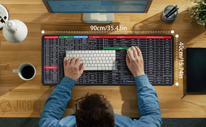 Large Extended Gaming Mouse Pad with Word Excel Office Software Excel Shortcuts PPT Windows,Stitched Edges Non-Slip Waterproof Rubber Base Mouse Pad for Office Desk Pad(27.5X11.8 in)