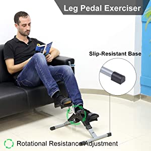 Mini Cycle Pedal Exerciser with Adjustable Resistance and Digital Display - for Light Leg and Arm Exercise and Physiotherapy at Home