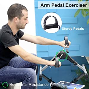 Mini Cycle Pedal Exerciser with Adjustable Resistance and Digital Display - for Light Leg and Arm Exercise and Physiotherapy at Home