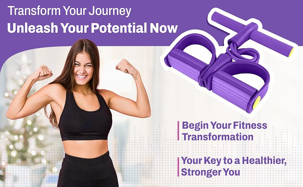Multifunction Tension Rope, 4-Tube Elastic Yoga Pedal Puller Resistance Band, Natural Latex Tension Rope Fitness, for Abdomen/Waist/Arm/Leg Stretching Slimming Training (Purple)