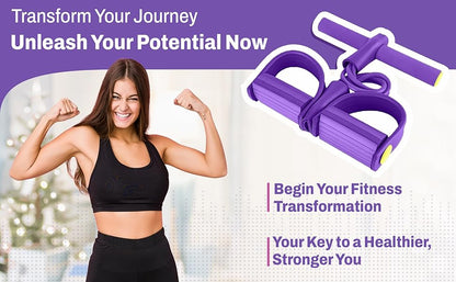 Multifunction Tension Rope, 4-Tube Elastic Yoga Pedal Puller Resistance Band, Natural Latex Tension Rope Fitness, for Abdomen/Waist/Arm/Leg Stretching Slimming Training (Purple)