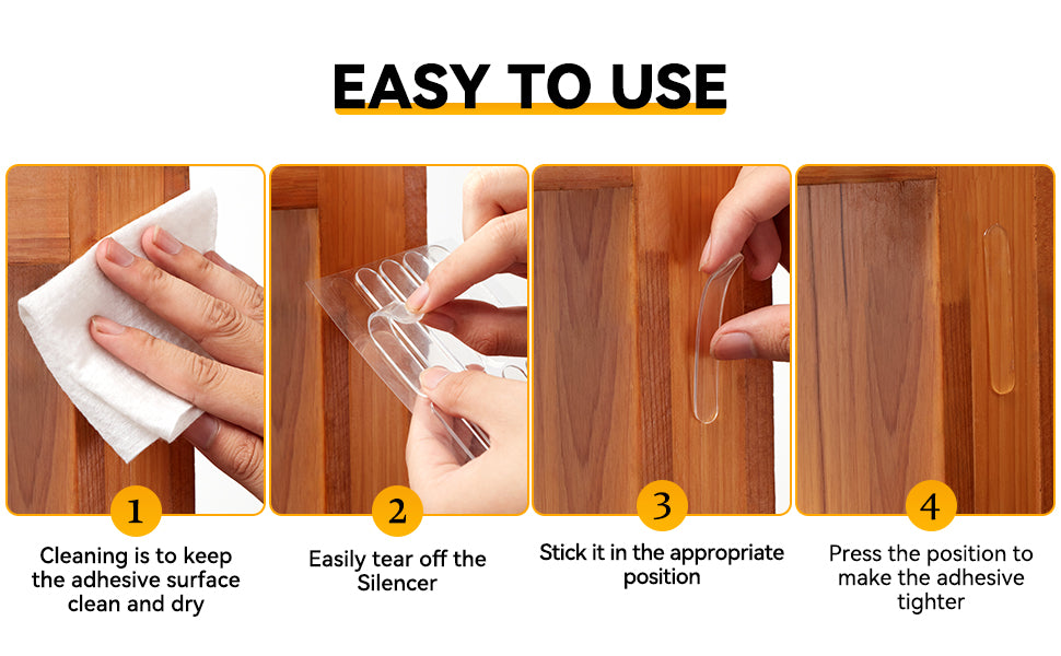 10 PC Door Bumper Strip Self Adhesive Transparent Wall Protector Door Handle, Rubber Cushion Pad Home,Kitchen,Furniture,Cabinets,Anti-Collision Safety Sticker