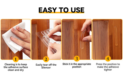 10 PC Door Bumper Strip Self Adhesive Transparent Wall Protector Door Handle, Rubber Cushion Pad Home,Kitchen,Furniture,Cabinets,Anti-Collision Safety Sticker