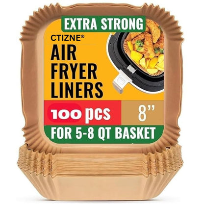 100 PCS Air Fryer Paper Dish Sheets, Disposable Paper Liner for Microwave, Oil-Proof Air Fryer Parchment Paper for Frying, Baking, Cooking, Roasting and Microwave