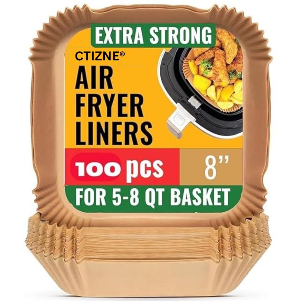 100 PCS Air Fryer Paper Dish Sheets, Disposable Paper Liner for Microwave, Oil-Proof Air Fryer Parchment Paper for Frying, Baking, Cooking, Roasting and Microwave (Square 8 INCH)