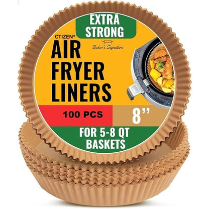 100 PCS Air Fryer Paper Sheets, Disposable Liner Dish for Microwave, Oil-Proof Air Fryer Parchment Paper Dish for Frying, Baking, Cooking, Roasting and Microwave (Round 8 INCH)