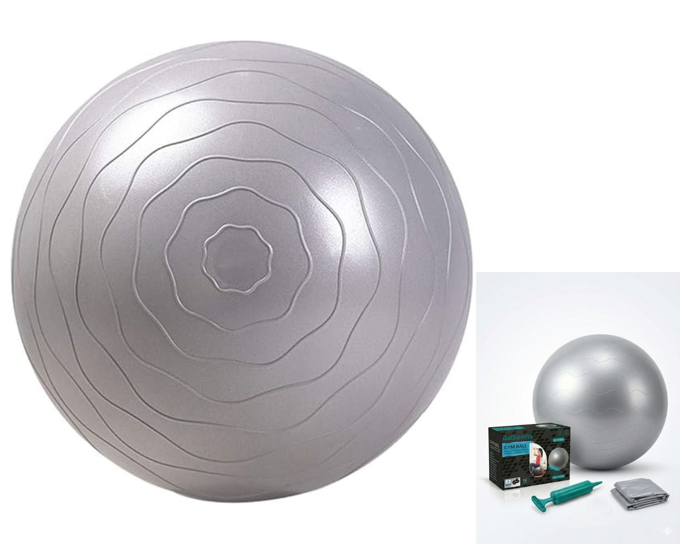 Gym Ball Anti-Burst Rubber with Free Foot Pump,Round Shape Swiss Ball, Exercise,Workout,Yoga,Pregnancy,Birthing,Balance-Stability Delivery Training,Fitness ( Grey-65 cm)