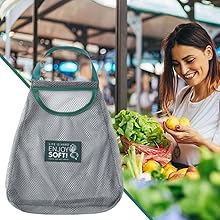 2pcs Reusable Hanging Mesh Produce Bags - Portable, Breathable Net Bags for Fruit, Vegetable, Garlic, Onion, Potatoes - Home, RV, Camper Storage