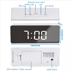 Digital LED Mirror Clock Stylish Desk Clock with Automatic Sensor, Alarm Clock for Study, Time & Date Display for Home, Office, Bedroom, Kitchen, and Study