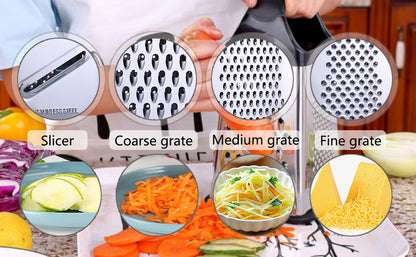 Professional Box Grater,4-Sided Stainless Steel Large 10-inch Grater for Parmesan Cheese, Ginger, Vegetables,Fruits,Chocolate,Nuts and More