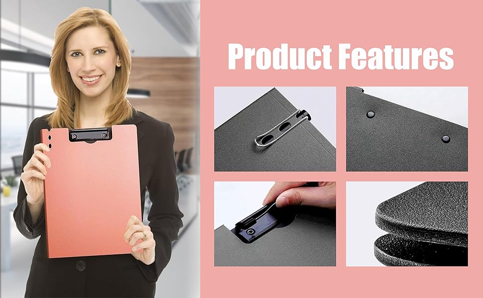 Top Clip File Cover Folder Clipboard, Clip File Folder, 360 Degree Flip Writing Pad, PP File Clipboard for A4 and Letter Size Business, Office, School Papers