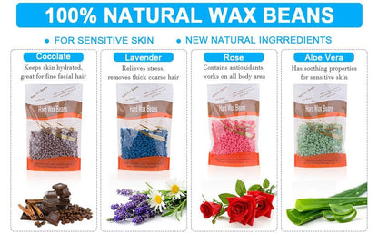 Wax Beads -100g for Hair Removal, Hard Wax Beans For Painless Hair Removal, Canadian Bikini Facial Eyebrow Waxing