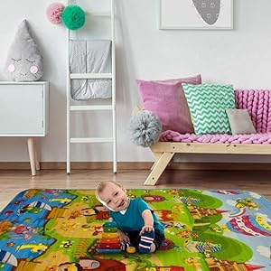 Double Sided Water Proof Baby Play Mat Kids Large Size, Baby Carpet, Crawling Baby, Size 6 Feet X 4 Feet