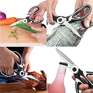 Kitchen Scissor for General Use,Heavy Duty Kitchen Raptor Meat Shears, Cooking Scissors,Stainless Steel Multi-Function Scissors for Food,Chicken,Poultry, Fish,Pizza,Herbs