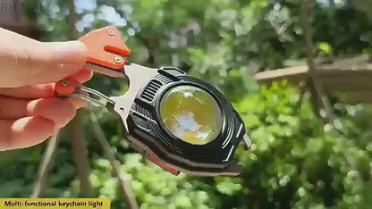 Cob Keychain Work Light Flashlight 7 Light Modes 1600Lumen, Portable USB Rechargeable, Adjustable, Waterproof, Black Aluminum, LED, 1 Lithium-Ion Polymer Battery